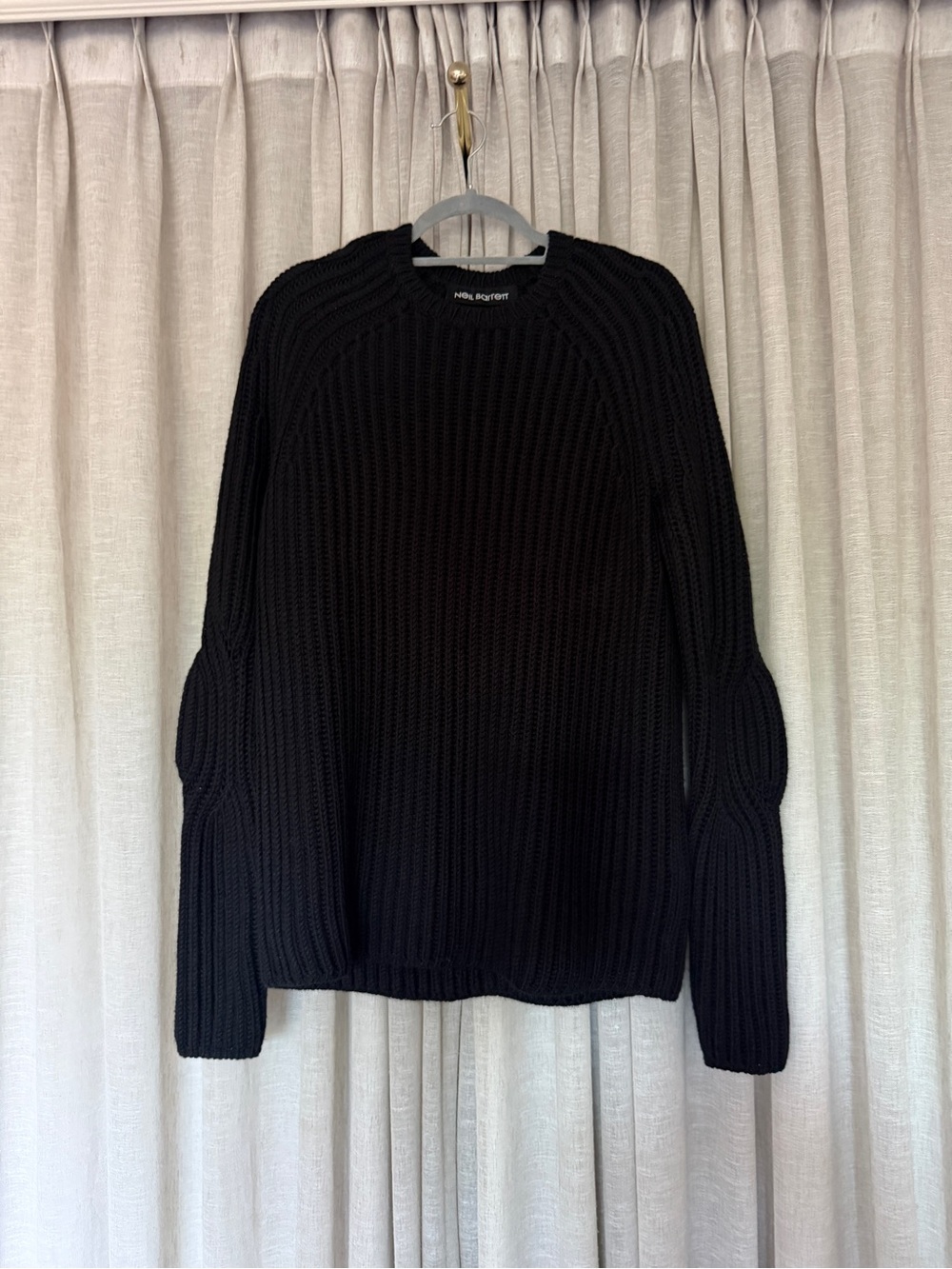 Neil Barrett Black Ribbed Crewneck Sweater